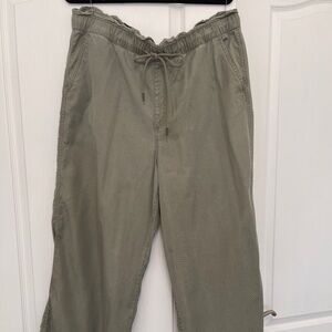 Loft Emory Pant Wide Leg Lyocell Sage Green Elastic Waist Size XL